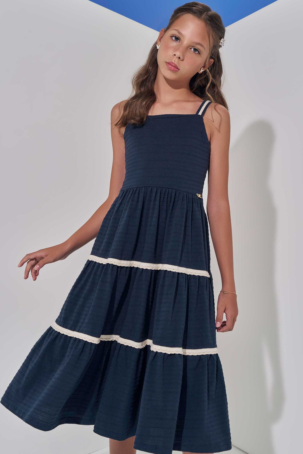 Vestido midi em malha textura 98915 Vic Teen Menina Vestido midi em malha textura 98915 Vic Teen Menina