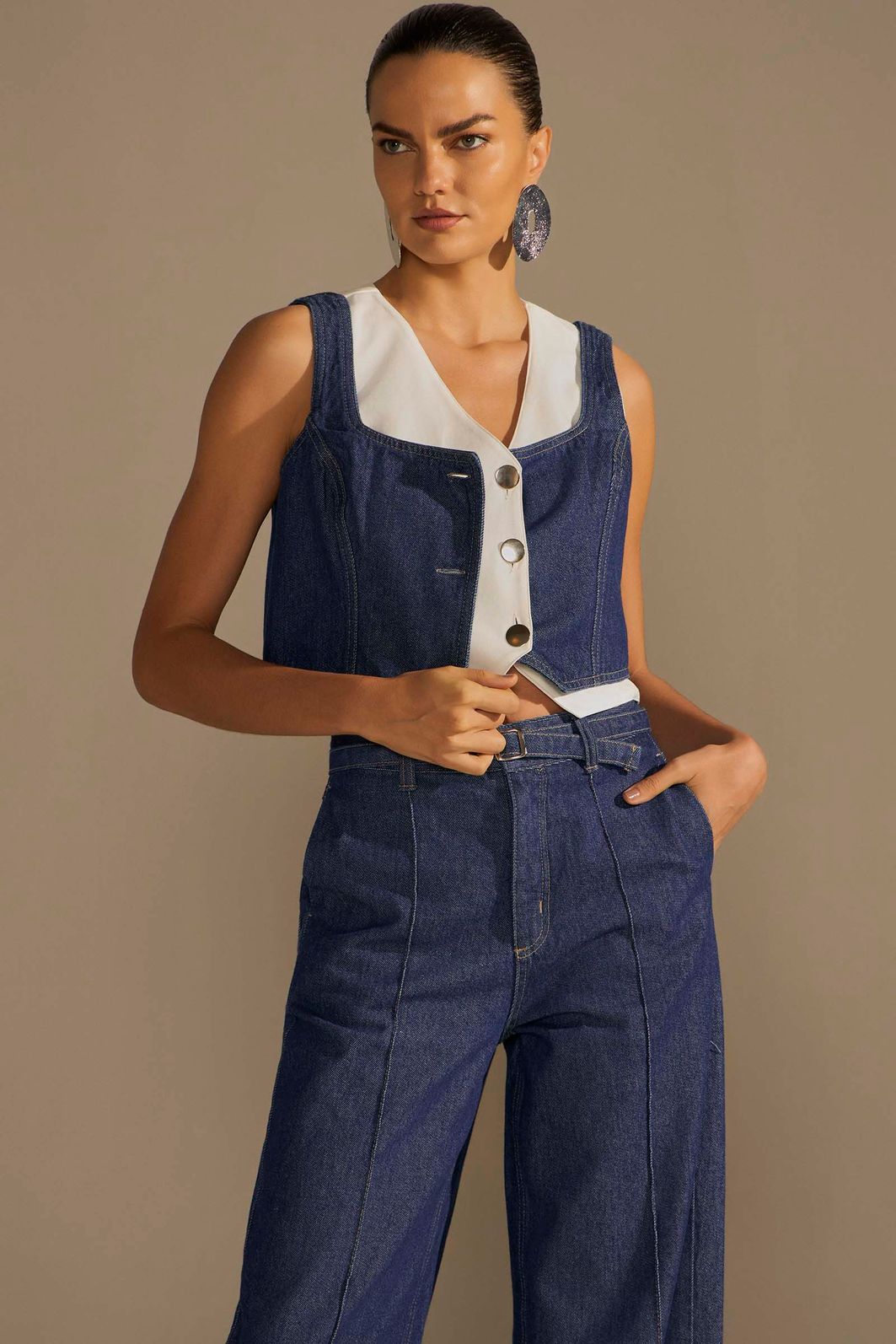 Calça reta em denim 94986 Linzzi Calça reta em denim 94986 Linzzi