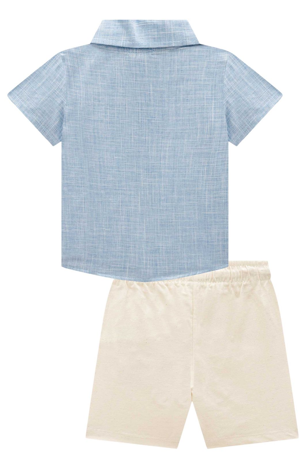 Conjunto de camisa em verano chambray e bermuda em linho santorine com elastano 95172 Johnny Fox Teen Menino Conjunto de camisa em verano chambray e bermuda em linho santorine com elastano 95172 Johnny Fox Teen Menino
