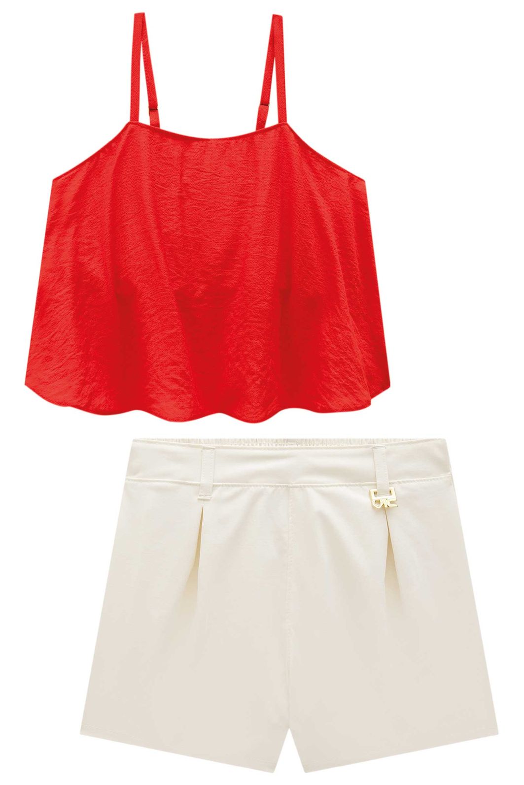 Conjunto de regata em viscose aruba e shorts em alfaiataria tecno cargo 95952 Vic Teen Menina