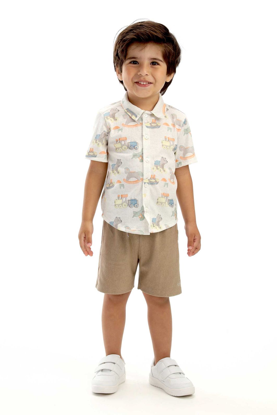 Conjunto de camisa em malha wave e bermuda em cotton jeans com elastano 92836 LucBoo Bebê Menino Conjunto de camisa em malha wave e bermuda em cotton jeans com elastano 92836 LucBoo Bebê Menino