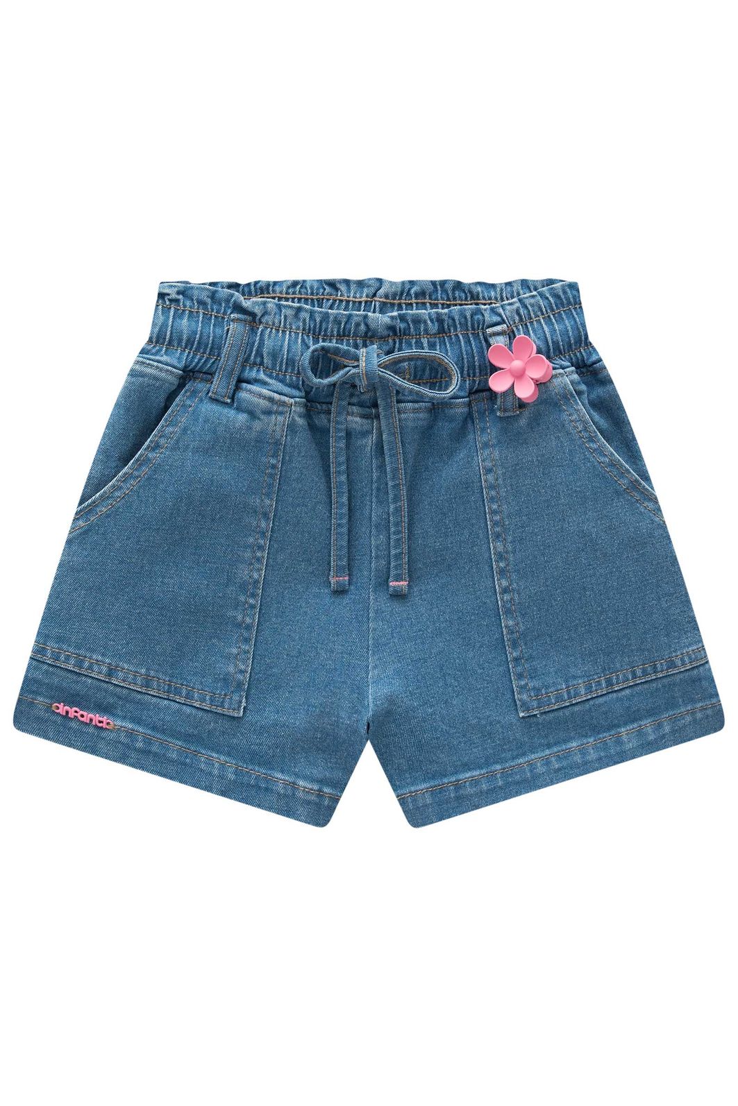 Shorts em jeans com elastano. Acompanha presilha de cabelo 95317 Infanti Infantil Menina Shorts em jeans com elastano. Acompanha presilha de cabelo 95317 Infanti Infantil Menina