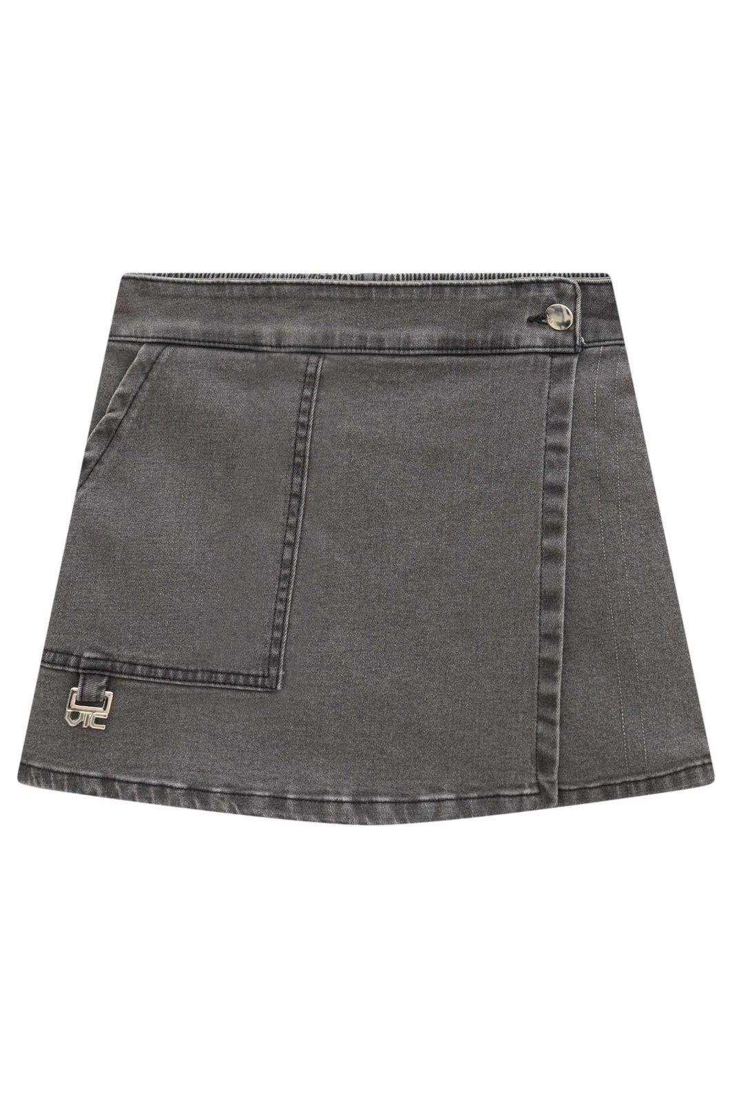 Short saia em jeans black com elastano 99084 Vic Teen Menina Short saia em jeans black com elastano 99084 Vic Teen Menina