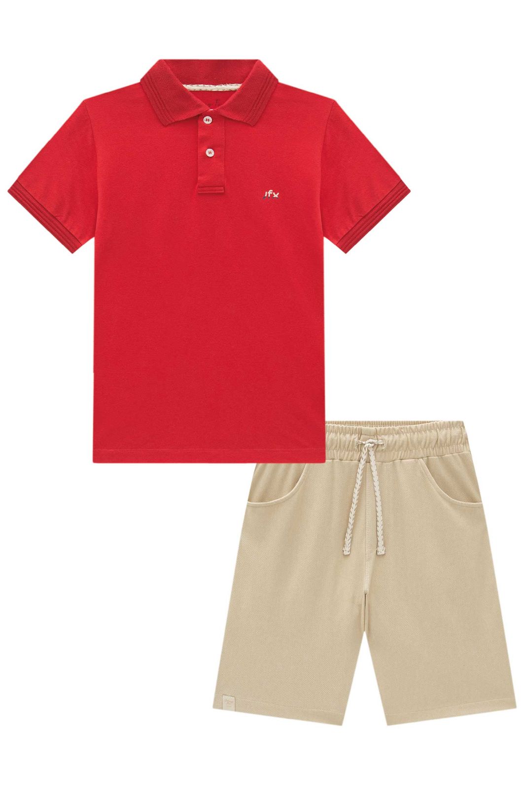 Conjunto de camisa polo em piquet com elastano e bermuda em cotton jeans com elastano 95770 Johnny Fox Teen Menino Conjunto de camisa polo em piquet com elastano e bermuda em cotton jeans com elastano 95770 Johnny Fox Teen Menino