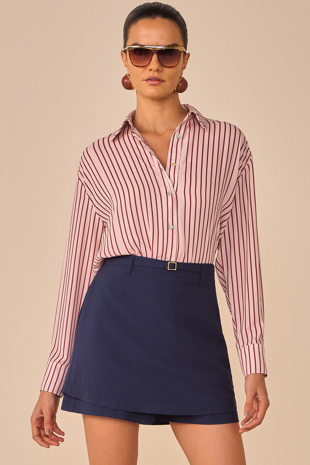 Camisa em chiffon listrado 96745 Linzzi Camisa em chiffon listrado 96745 Linzzi
