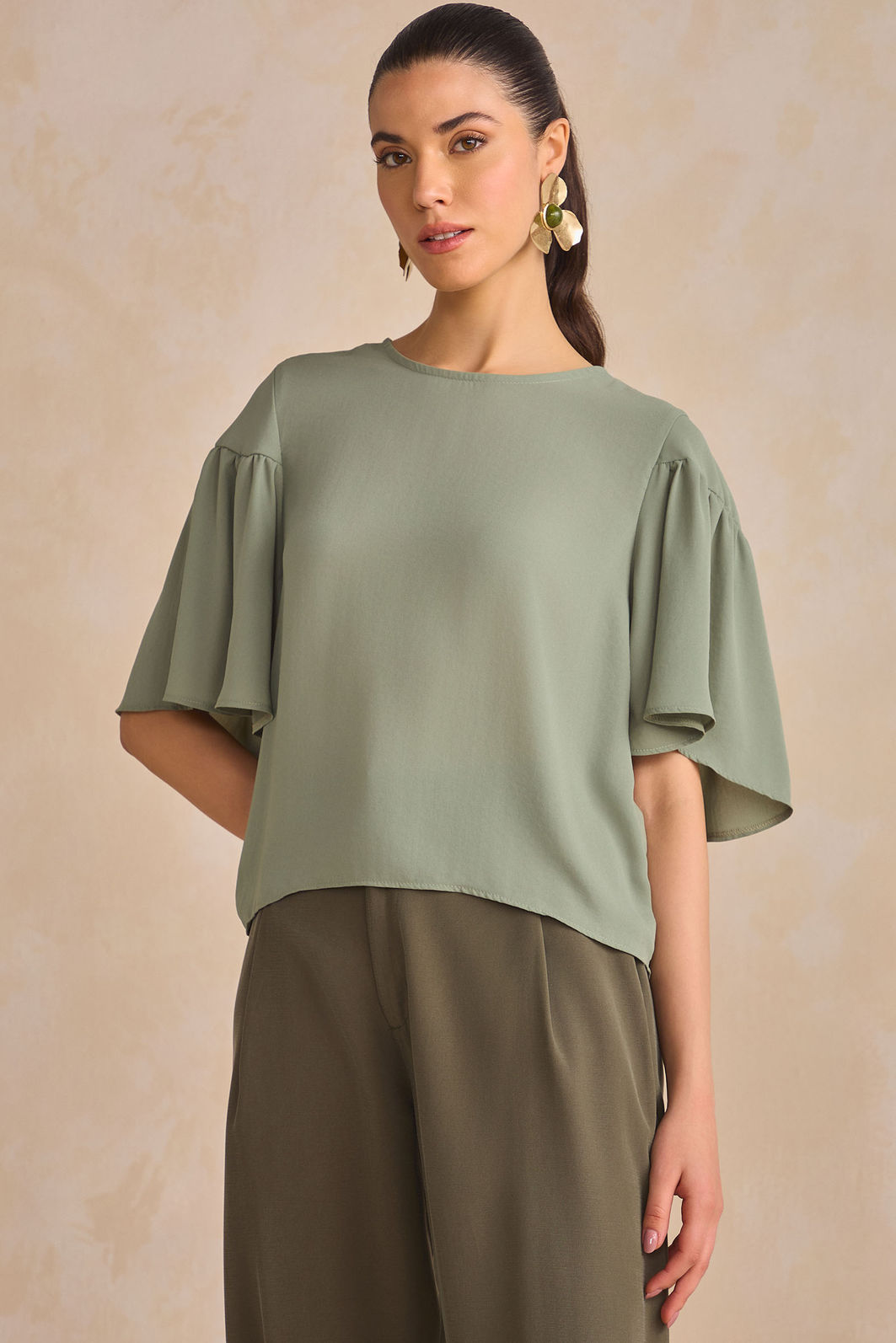 Blusa em chiffon creponado 90976 Linzzi Blusa em chiffon creponado 90976 Linzzi