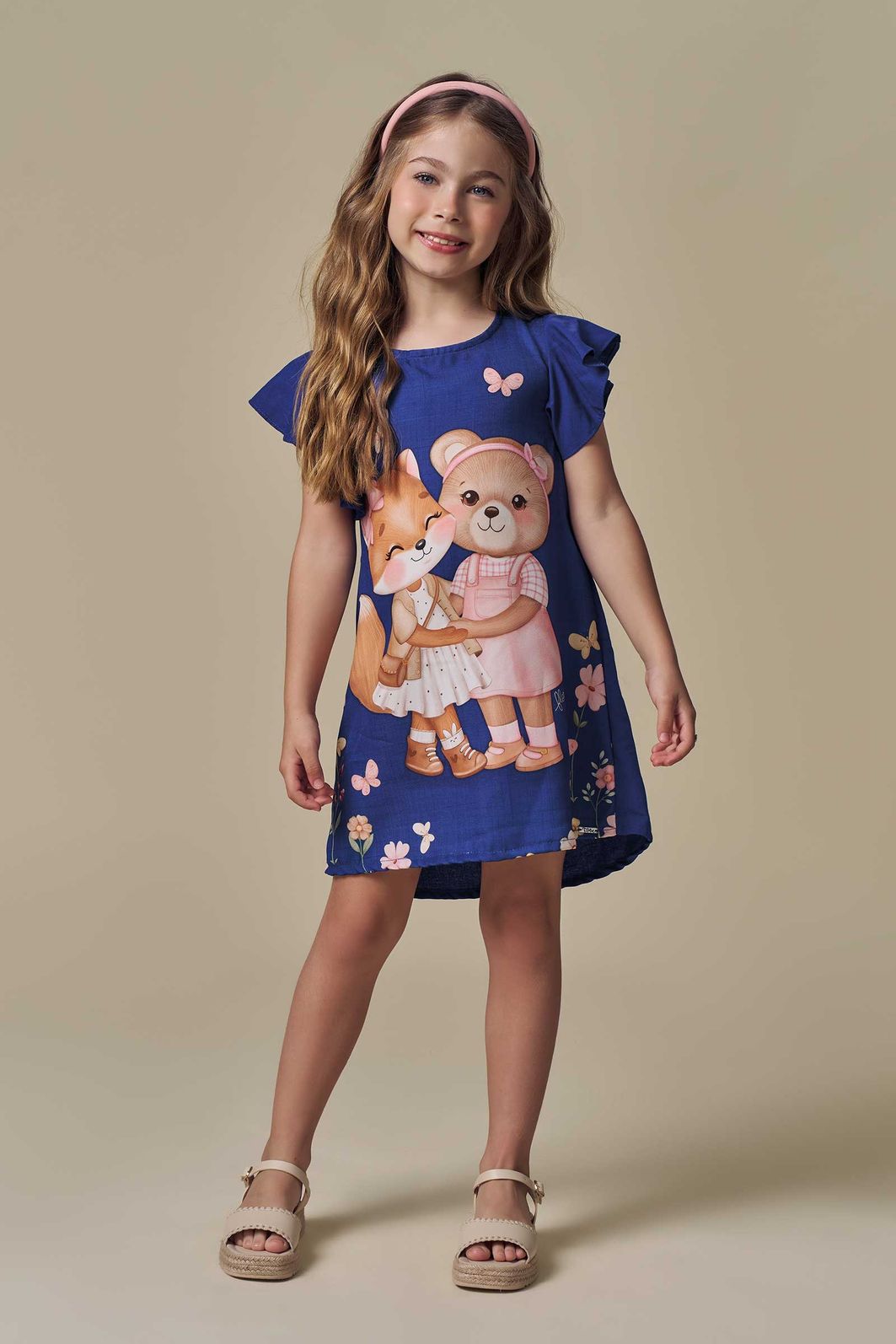 Vestido em blend de linho 93281 Infanti Infantil Menina Vestido em blend de linho 93281 Infanti Infantil Menina