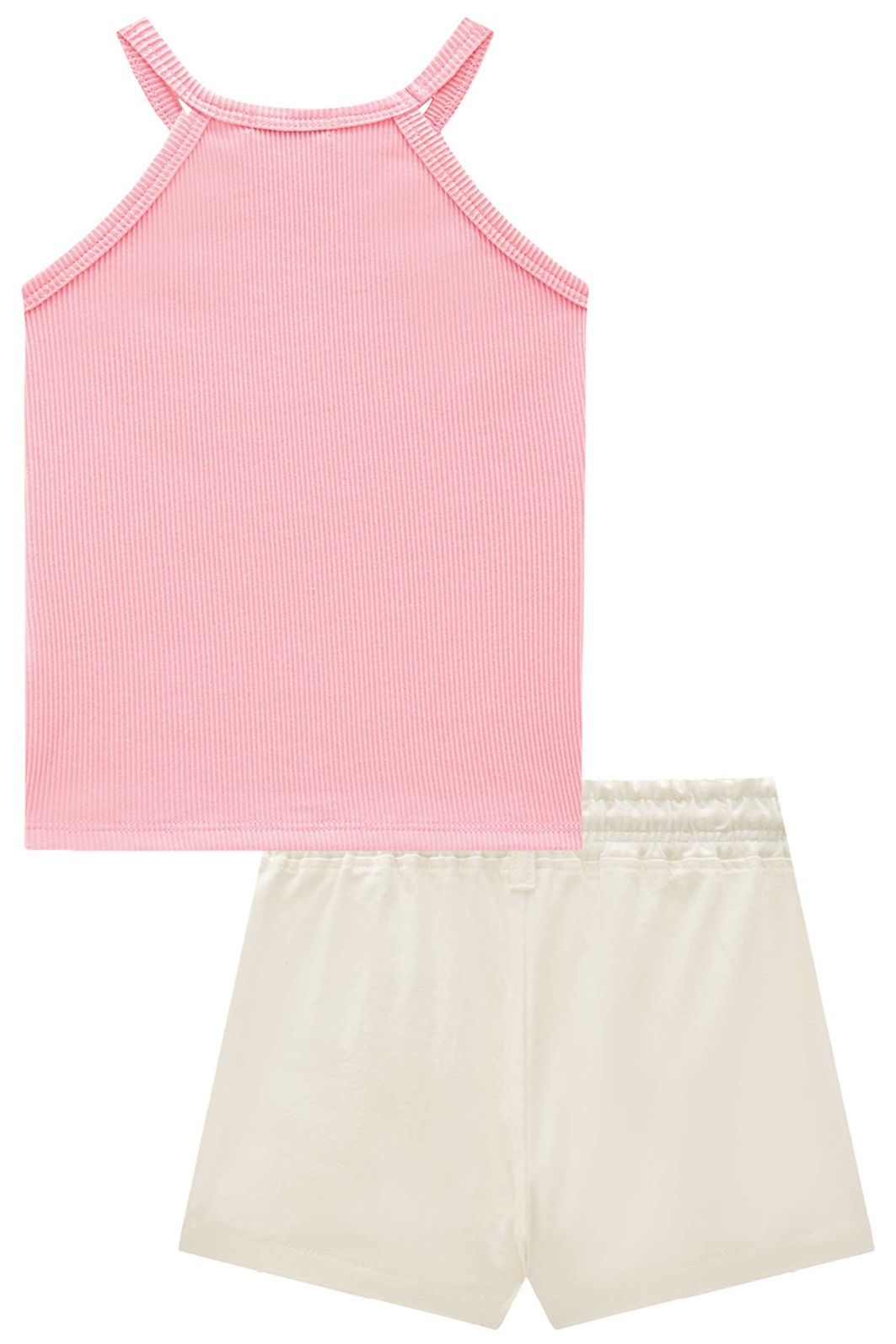 Conjunto de regata em soft line e shorts em sarja com elastano. Acompanha presilha 95373 Infanti Infantil Menina