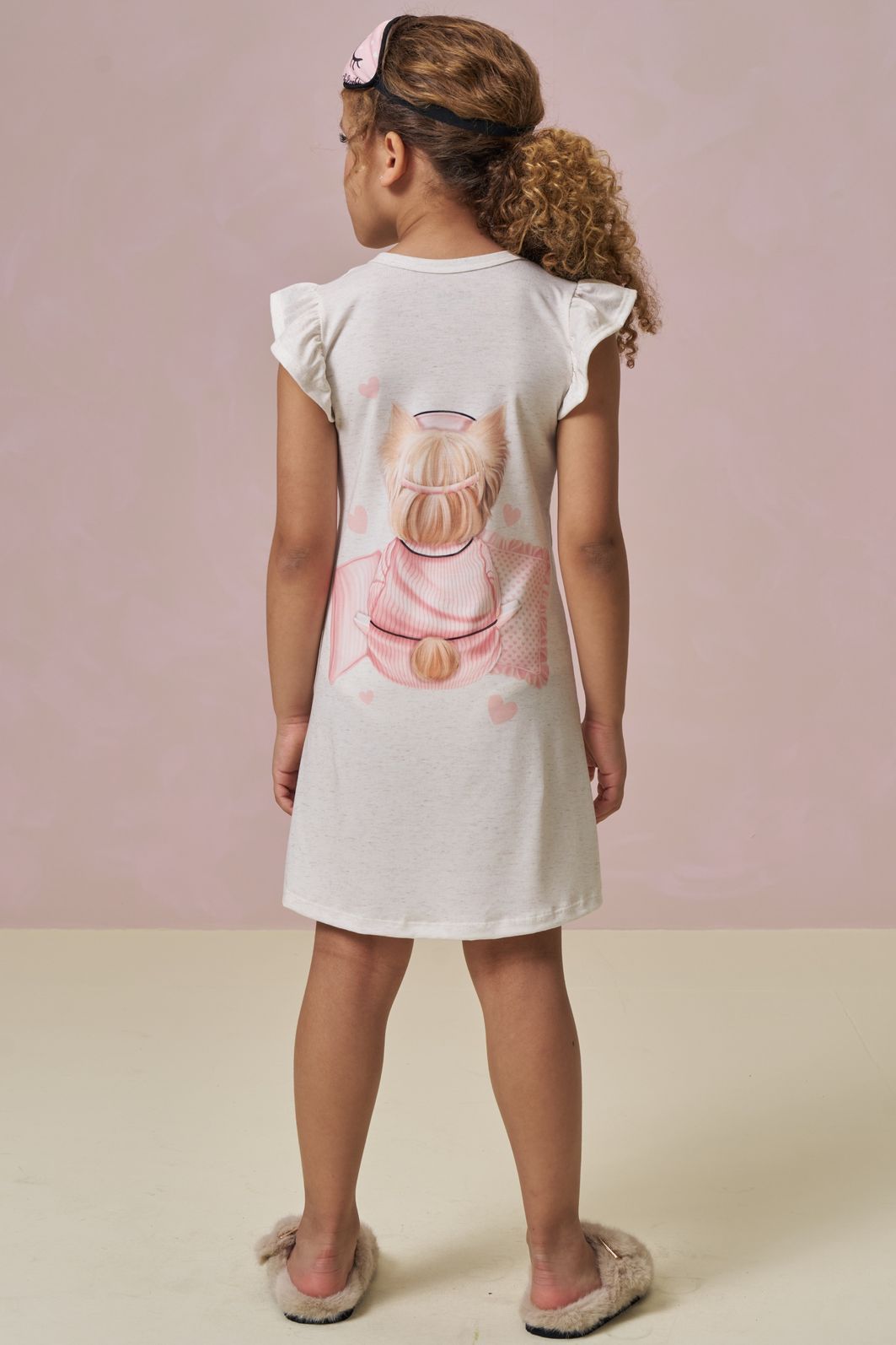 Camisola em malha fresh. Acompanha máscara 96054 Infanti Infantil Menina Camisola em malha fresh. Acompanha máscara 96054 Infanti Infantil Menina