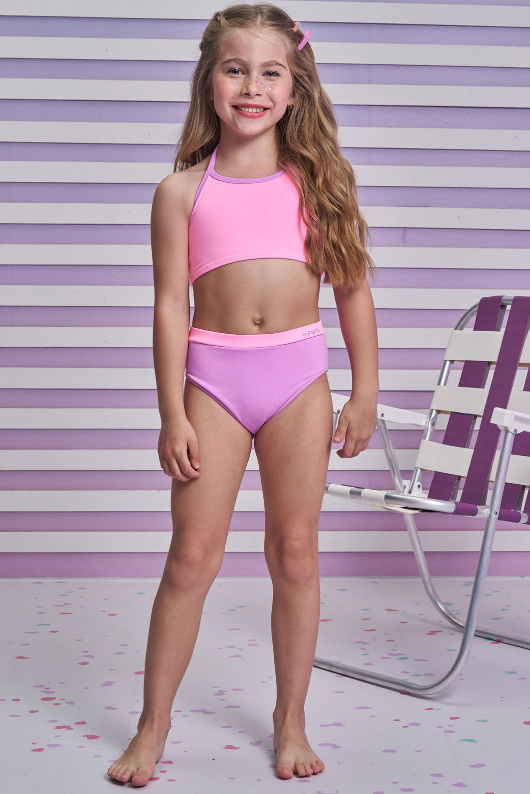 Trio de blusa e biquíni em malha poliamida com proteção UV 50+ 96619 Infanti Infantil Menina Trio de blusa e biquíni em malha poliamida com proteção UV 50+ 96619 Infanti Infantil Menina