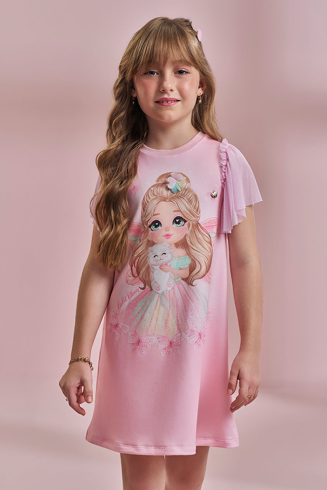 Vestido em molecotton 96534 Kukiê Infantil Menina Vestido em molecotton 96534 Kukiê Infantil Menina