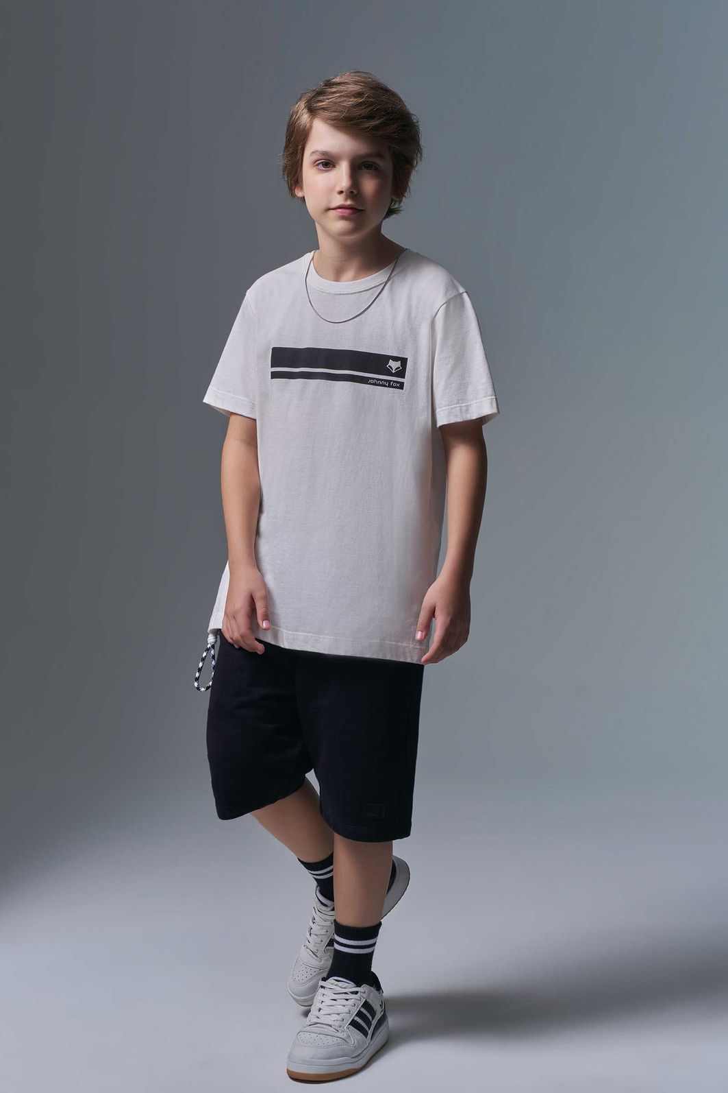 Conjunto de camiseta em meia malha e bermuda em moletom sem pelúcia 96840 Johnny Fox Teen Menino Conjunto de camiseta em meia malha e bermuda em moletom sem pelúcia 96840 Johnny Fox Teen Menino