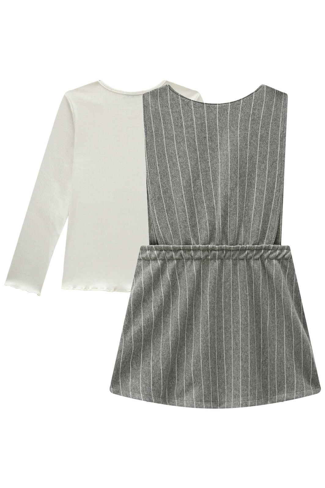 Conjunto de blusa em canelado liz e salopete em malhão listrado 90335 Infanti Infantil Menina