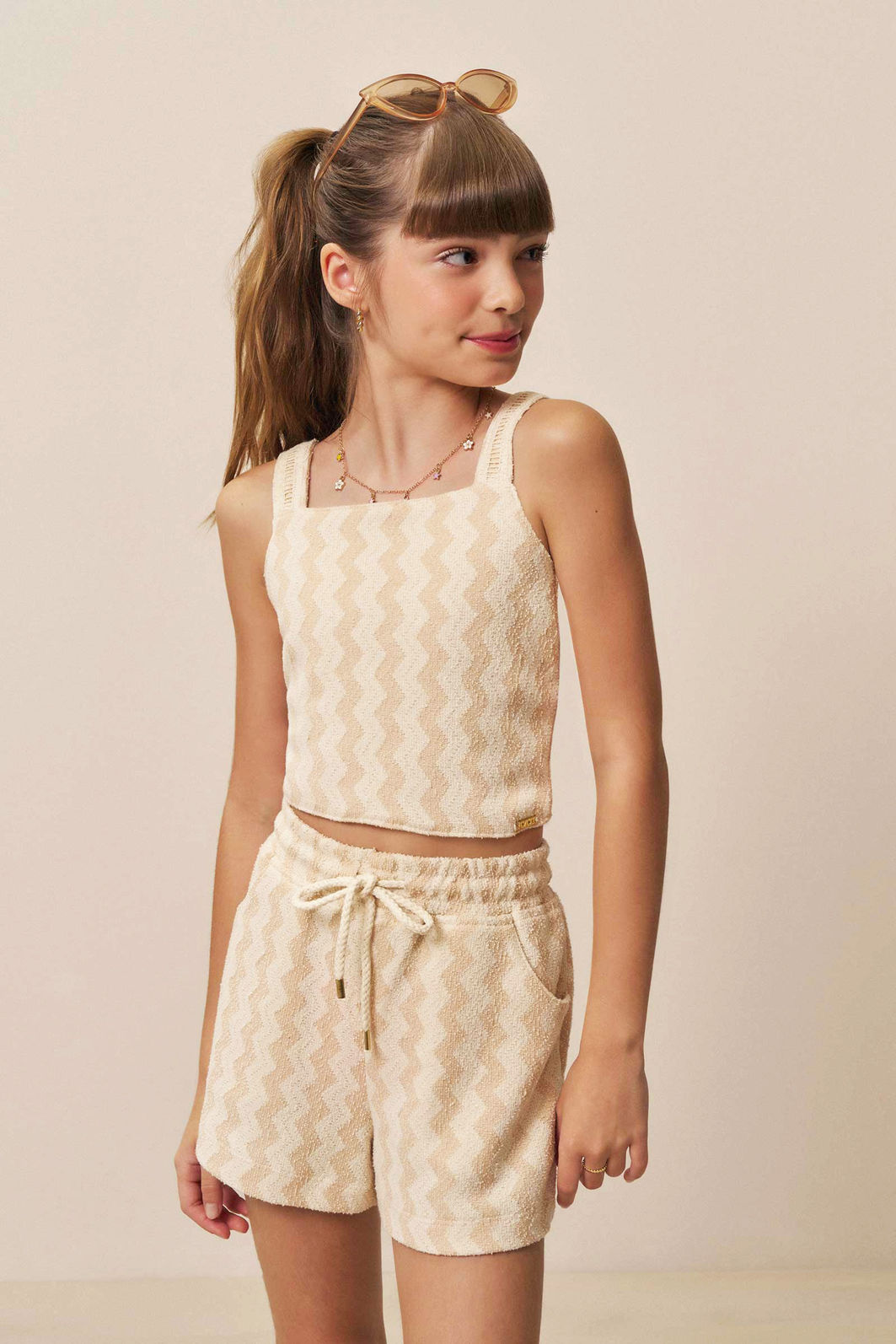 Conjunto de regata e shorts em malha resort 94407 Vic Teen Menina Conjunto de regata e shorts em malha resort 94407 Vic Teen Menina