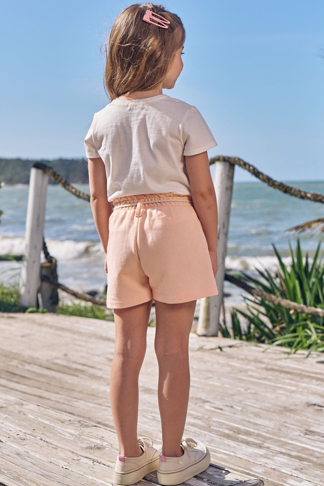 Conjunto de blusa em meia malha e shorts em moletom sem pelúcia 94942 Infanti Infantil Menina