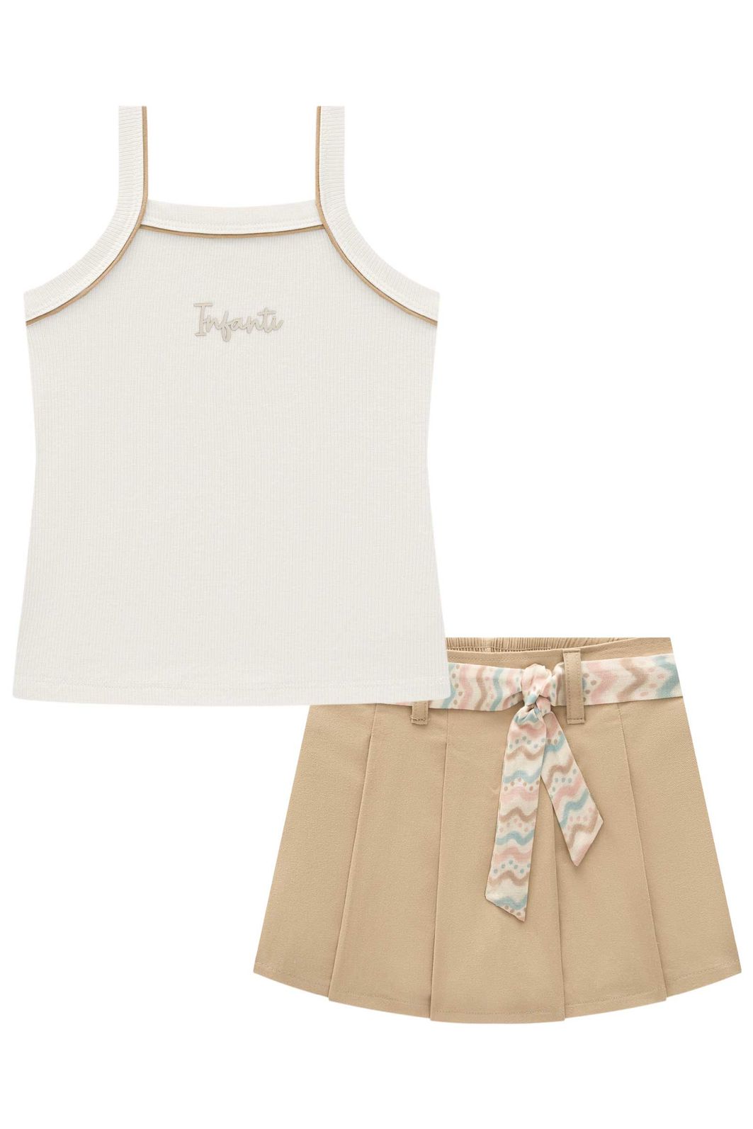 Conjunto de regata em canelado liz e short saia em sarja com elastano 97047 Infanti Infantil Menina Conjunto de regata em canelado liz e short saia em sarja com elastano 97047 Infanti Infantil Menina