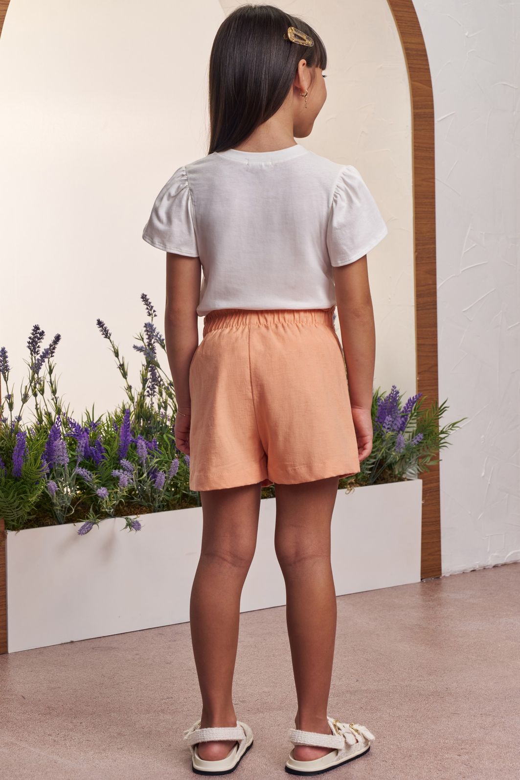 Conjunto de blusa em meia malha e shorts em linho santorine com elastano 98902 Infanti Infantil Menina Conjunto de blusa em meia malha e shorts em linho santorine com elastano 98902 Infanti Infantil Menina