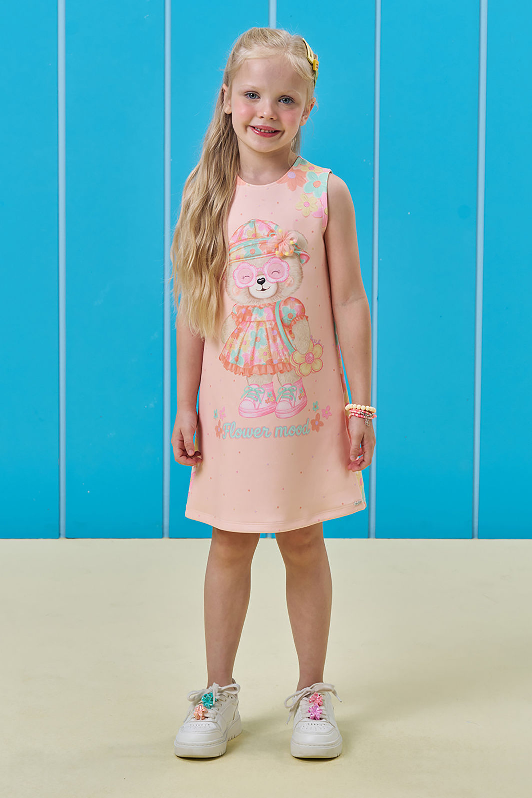 Vestido em Fly tech 95576 Kukiê Infantil Menina Vestido em Fly tech 95576 Kukiê Infantil Menina