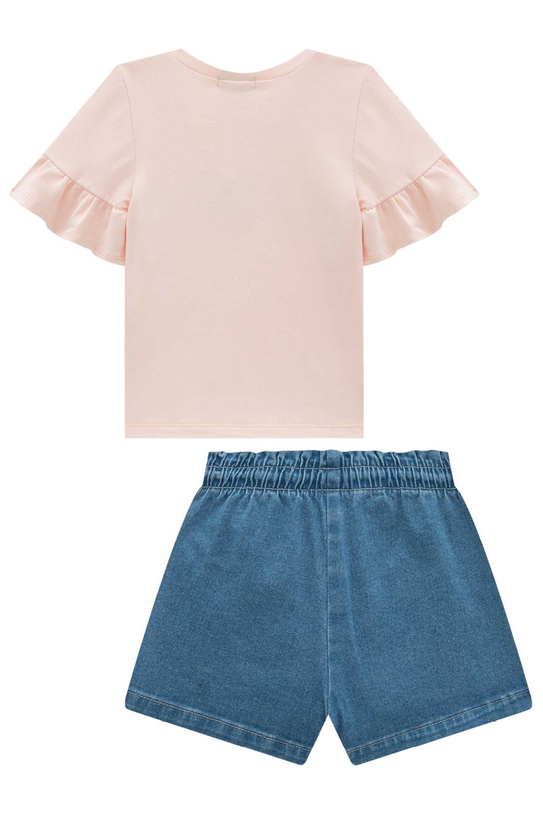 Conjunto de blusa em cotton e shorts em jeans com elastano 96961 Infanti Infantil Menina Conjunto de blusa em cotton e shorts em jeans com elastano 96961 Infanti Infantil Menina
