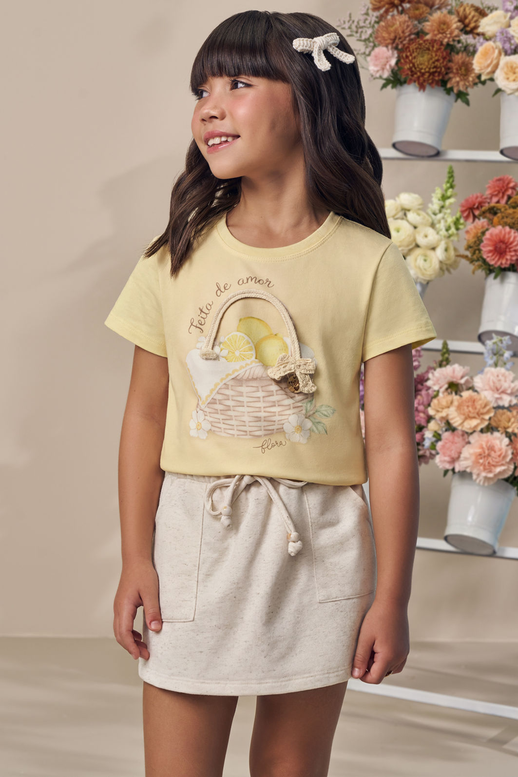 Conjunto de blusa em meia malha com short saia em moletom sem pelúcia 98875 Infanti Infantil Menina Conjunto de blusa em meia malha com short saia em moletom sem pelúcia 98875 Infanti Infantil Menina