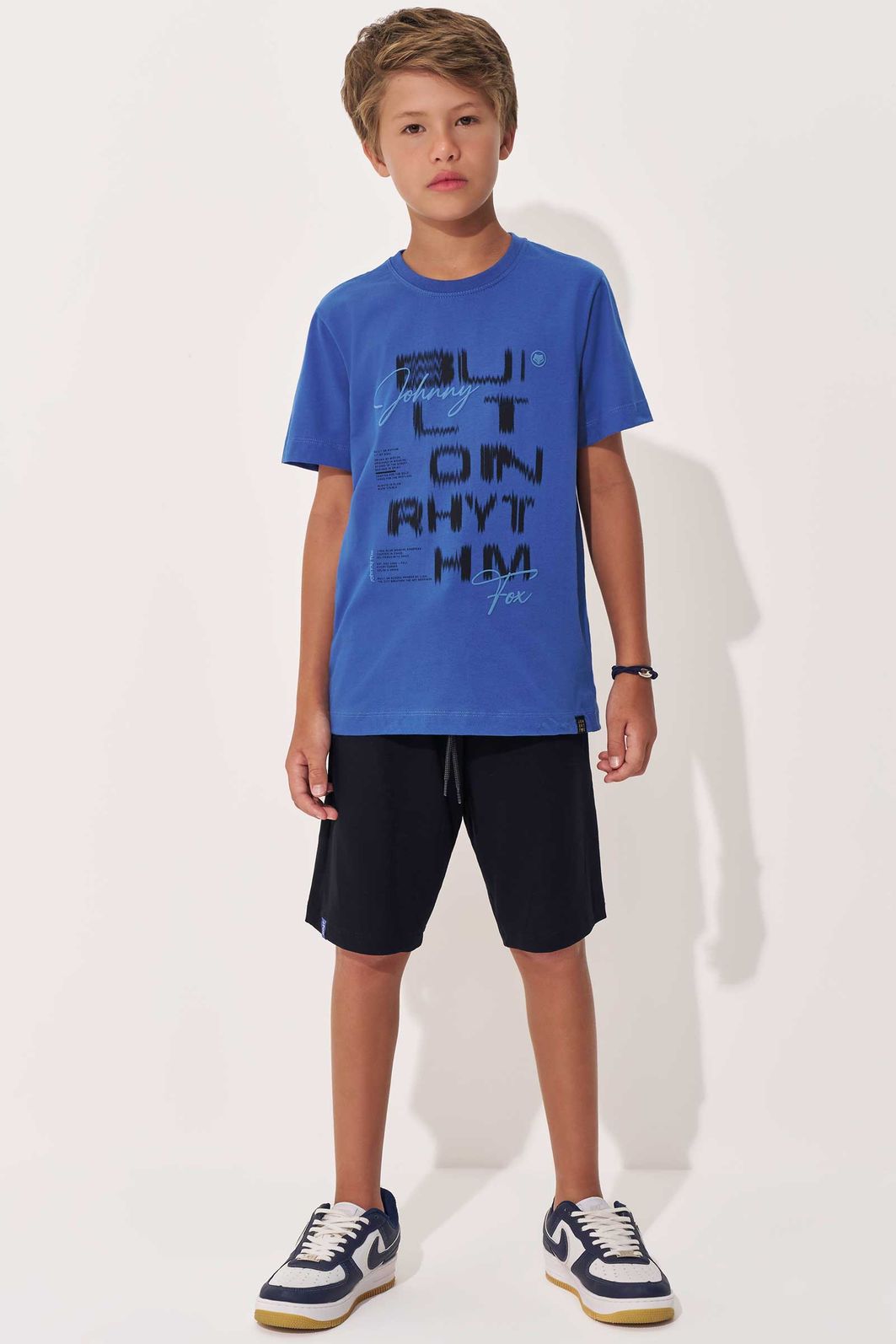 Conjunto de camiseta em meia malha e bermuda em molevisco com elastano 97998 Johnny Fox Teen Menino Conjunto de camiseta em meia malha e bermuda em molevisco com elastano 97998 Johnny Fox Teen Menino
