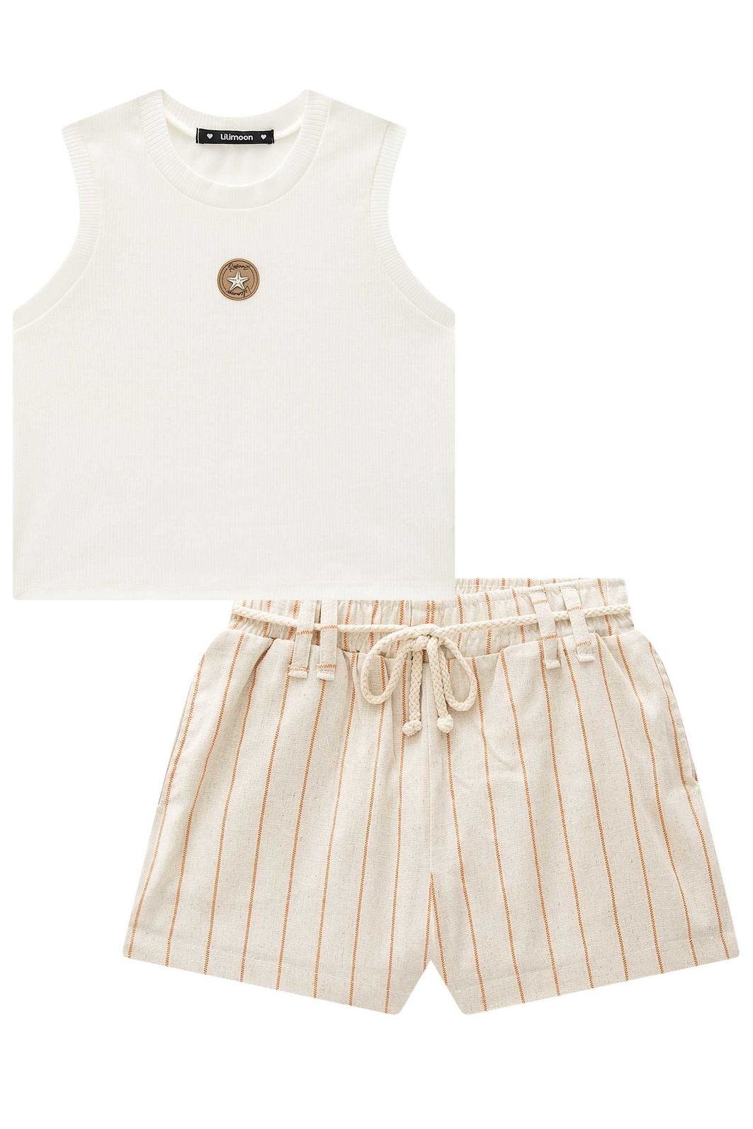 Conjunto de regata em canelado liz e shorts em linho rayon 95501 Lilimoon Teen Menina Conjunto de regata em canelado liz e shorts em linho rayon 95501 Lilimoon Teen Menina