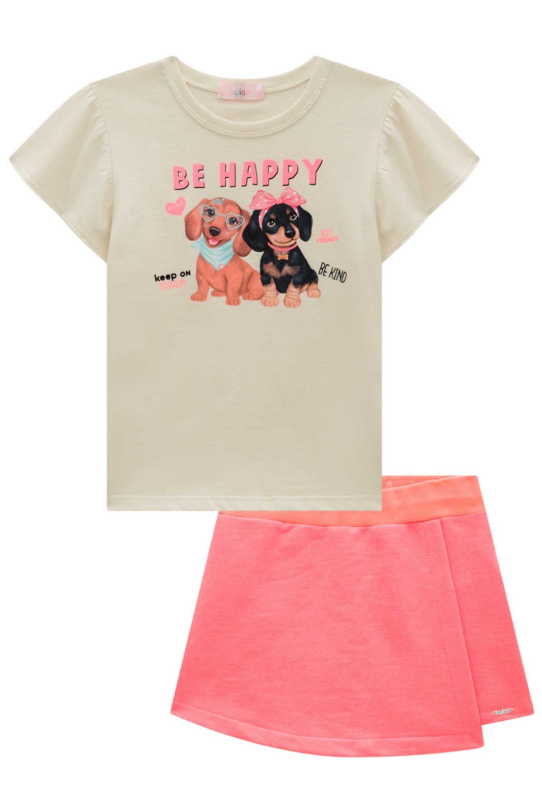 Conjunto de blusa em meia malha e short saia em moletom sem pelúcia 99635 Kukiê Infantil Menina Conjunto de blusa em meia malha e short saia em moletom sem pelúcia 99635 Kukiê Infantil Menina
