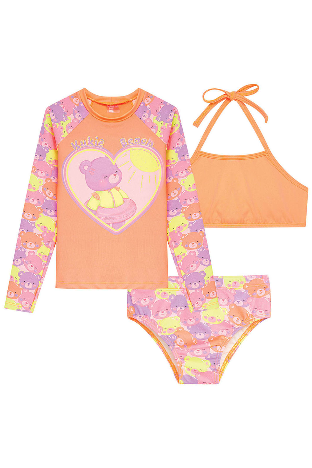 Conjunto de biquini e blusa em malha com proteção UV50+ 93259 Kukiê Infantil Menina Conjunto de biquini e blusa em malha com proteção UV50+ 93259 Kukiê Infantil Menina