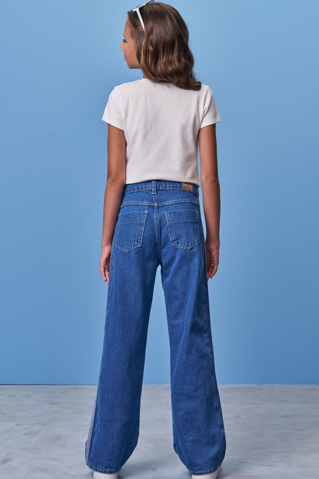 Calça wide leg em jeans 97951 Vic Teen Menina Calça wide leg em jeans 97951 Vic Teen Menina