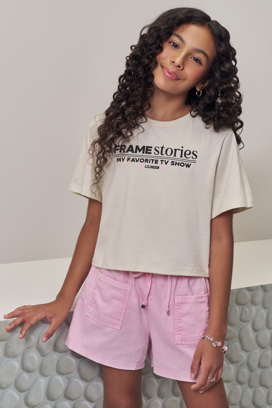 Conjunto de blusa em meia malha e shorts em sarja com elastano 98814 Lilimoon Teen Menina Conjunto de blusa em meia malha e shorts em sarja com elastano 98814 Lilimoon Teen Menina