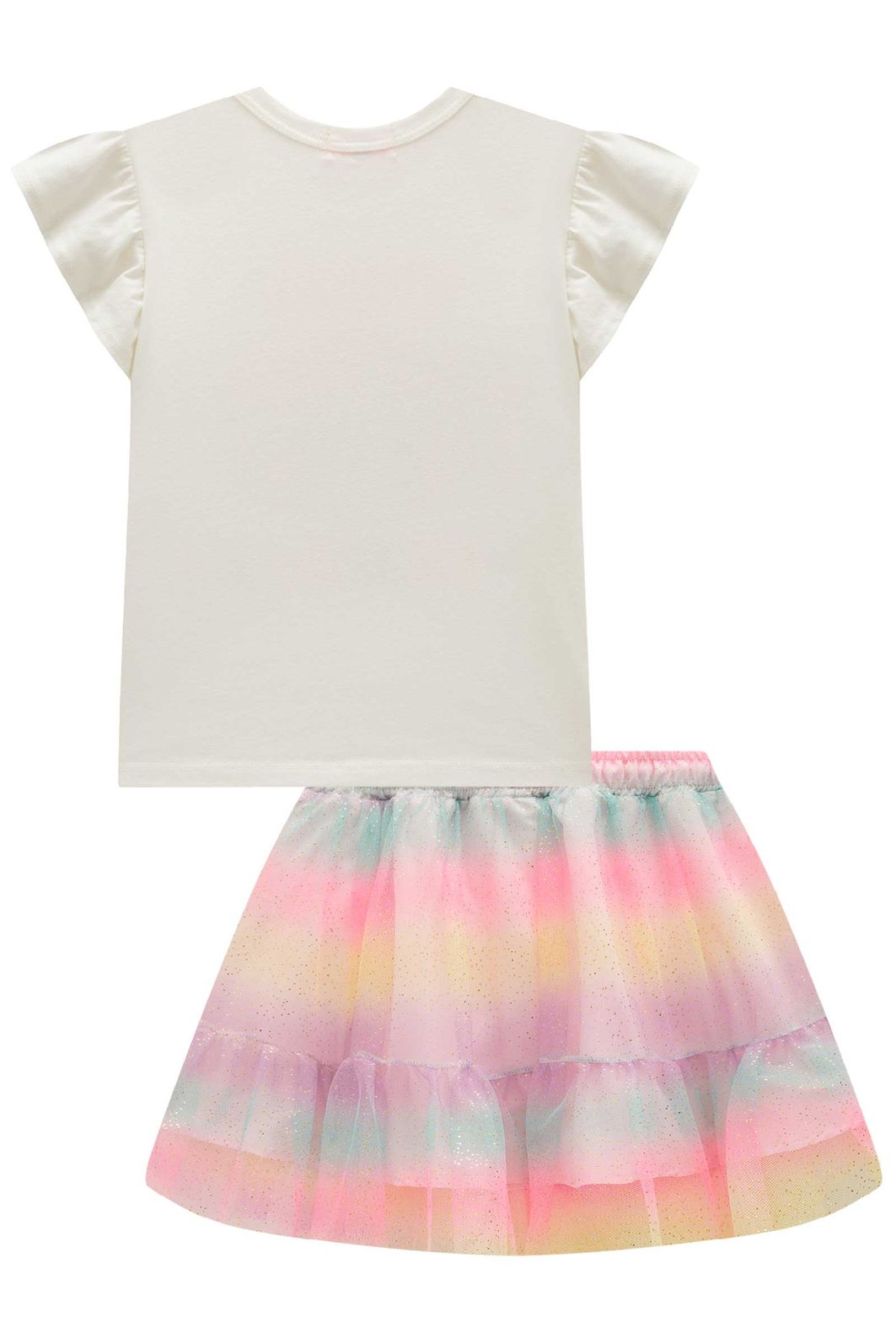 Conjunto de blusa em cotton e saia em tule (com shorts embutido) 99428 Kukiê Infantil Menina