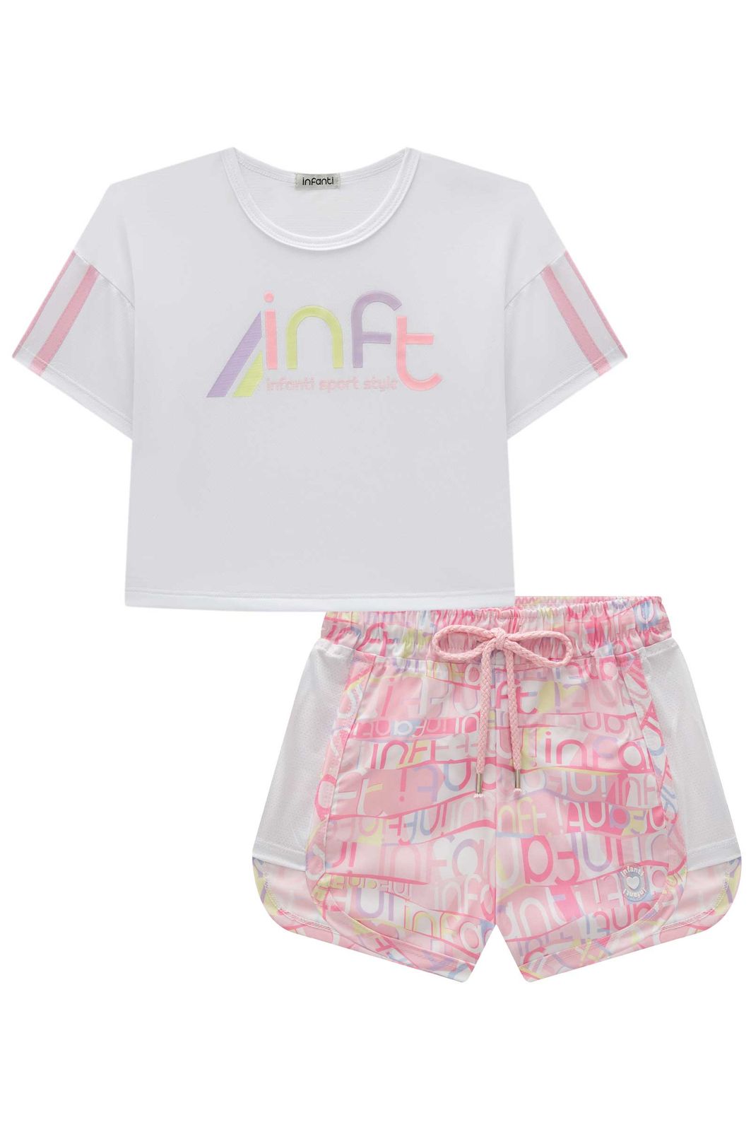 Conjunto de blusa em malha yuki e shorts em ergonomic 96474 Infanti Infantil Menina Conjunto de blusa em malha yuki e shorts em ergonomic 96474 Infanti Infantil Menina
