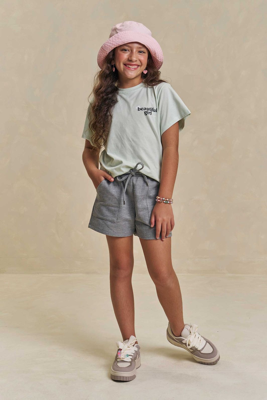 Conjunto de camiseta over em meia malha e shorts em moletom sem pelúcia 95803 Lilimoon Teen Menina Conjunto de camiseta over em meia malha e shorts em moletom sem pelúcia 95803 Lilimoon Teen Menina
