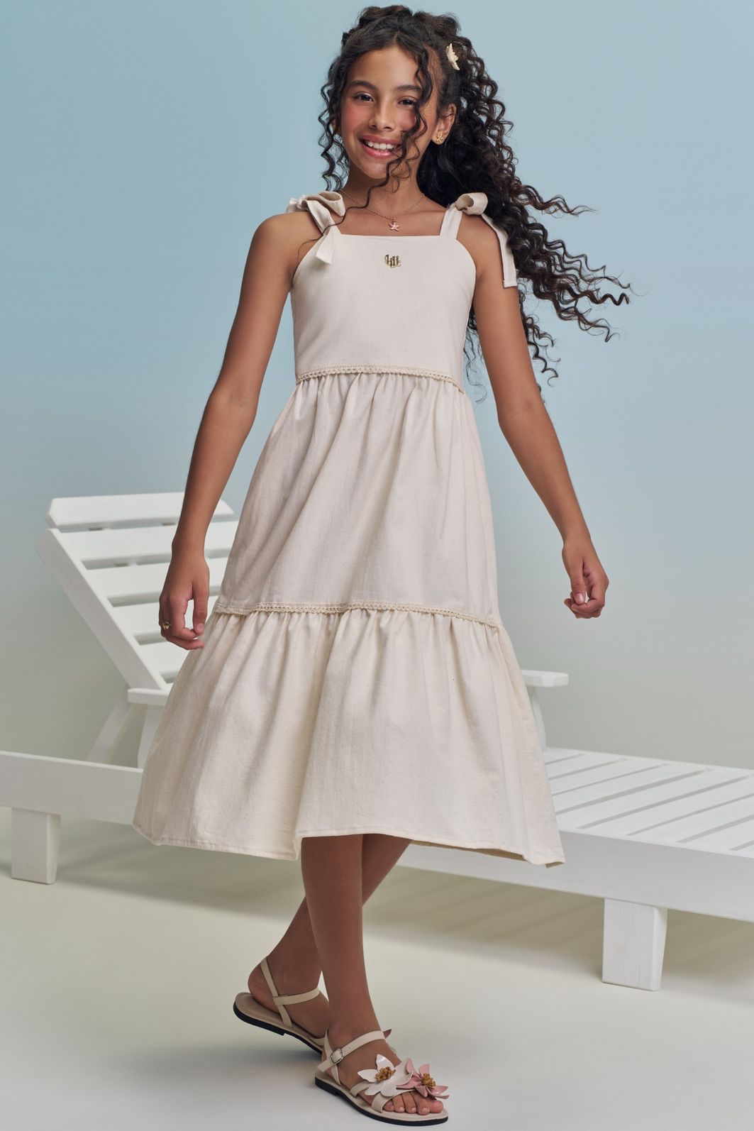 Vestido midi em linho santorini 99451 Lilimoon Teen Menina Vestido midi em linho santorini 99451 Lilimoon Teen Menina