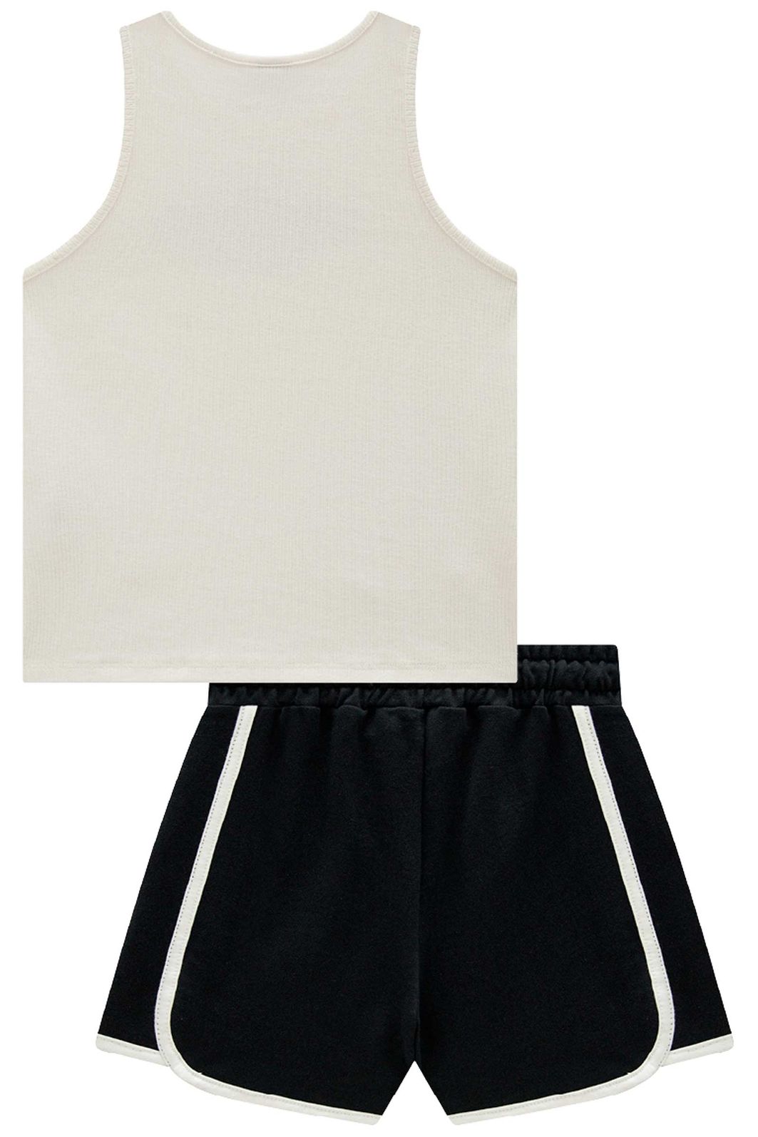 Conjunto de regata em canelado liz e shorts em moletom sem pelúcia 98254 Vic Teen Menina Conjunto de regata em canelado liz e shorts em moletom sem pelúcia 98254 Vic Teen Menina