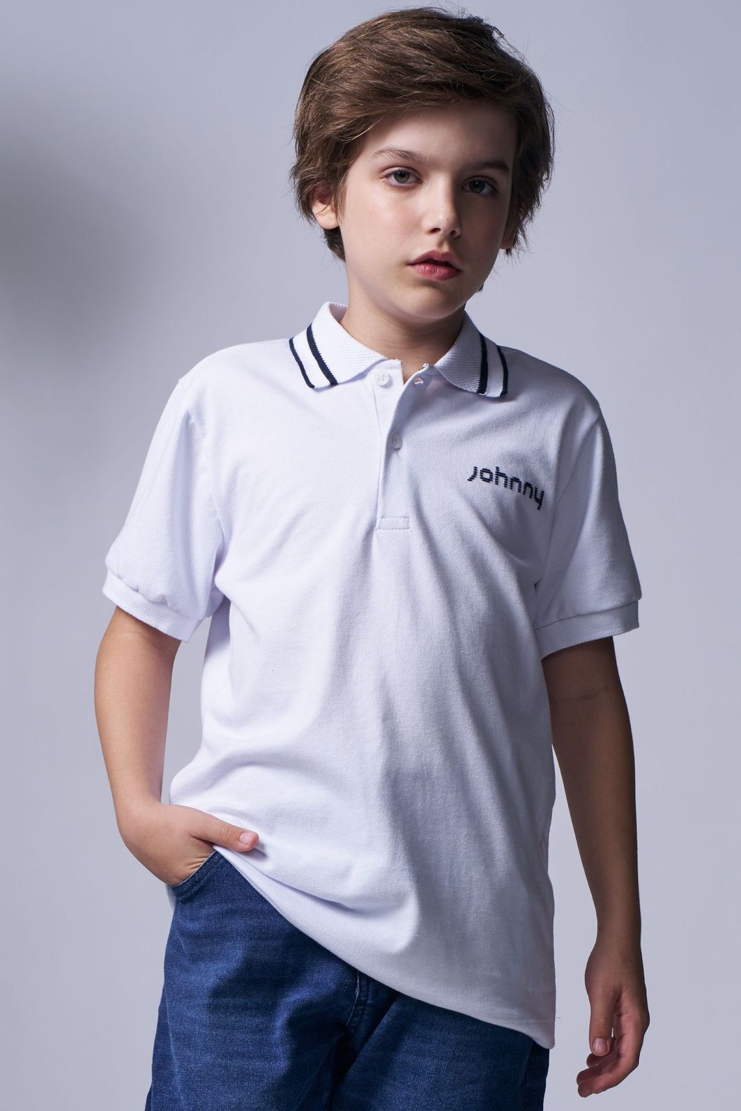 Camisa polo em piquet com elastano 96037 Johnny Fox Teen Menino Camisa polo em piquet com elastano 96037 Johnny Fox Teen Menino