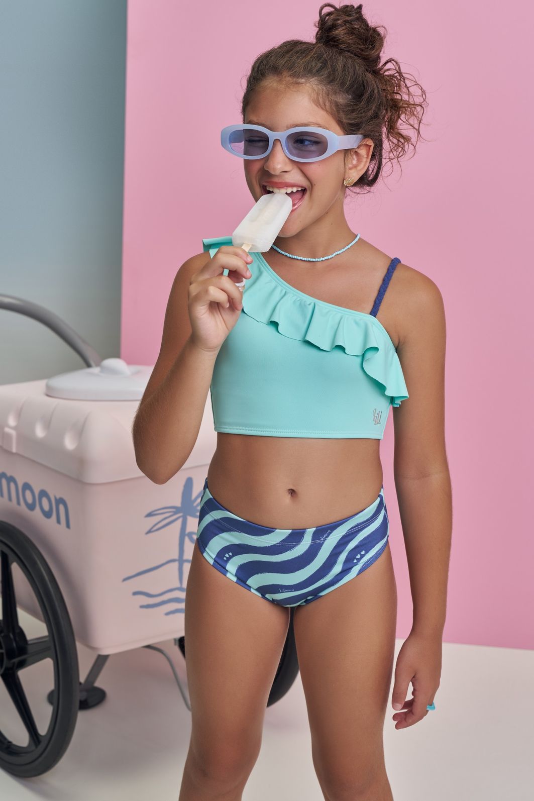 Conjunto de biquíni com top em malha poliamida e calcinha em malha UV dry com proteção 50+ 99472 Lilimoon Teen Menina Conjunto de biquíni com top em malha poliamida e calcinha em malha UV dry com proteção 50+ 99472 Lilimoon Teen Menina