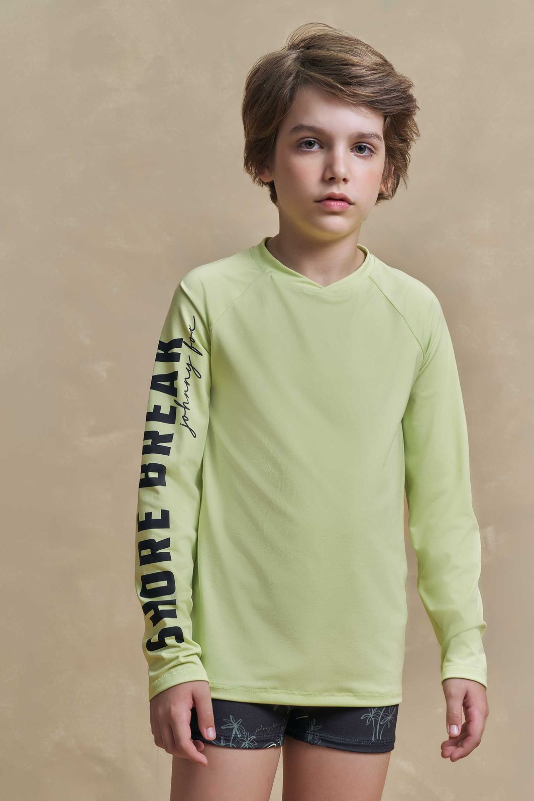 Conjunto de camiseta e sunga em malha uv dry com proteção UV50+ 97327 Johnny Fox Teen Menino Conjunto de camiseta e sunga em malha uv dry com proteção UV50+ 97327 Johnny Fox Teen Menino