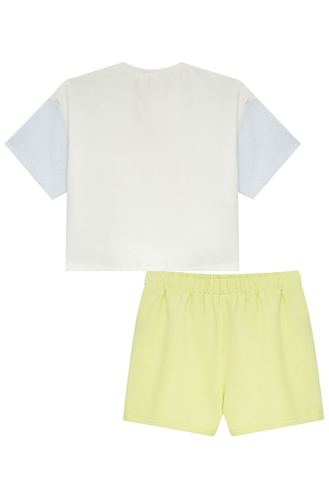 Conjunto de blusa em malha power e tela e short saia em moletom sem pelúcia 93628 Kukiê Infantil Menina