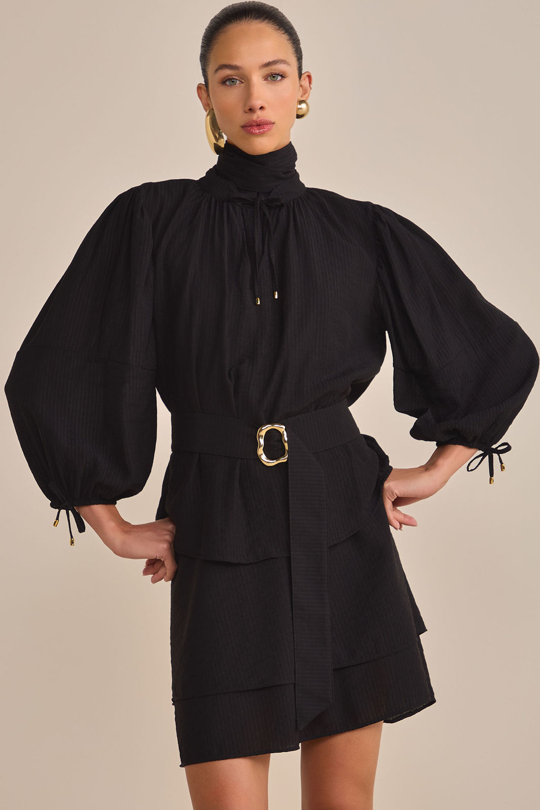Bata em chiffon jacquard listrado 94905 Linzzi