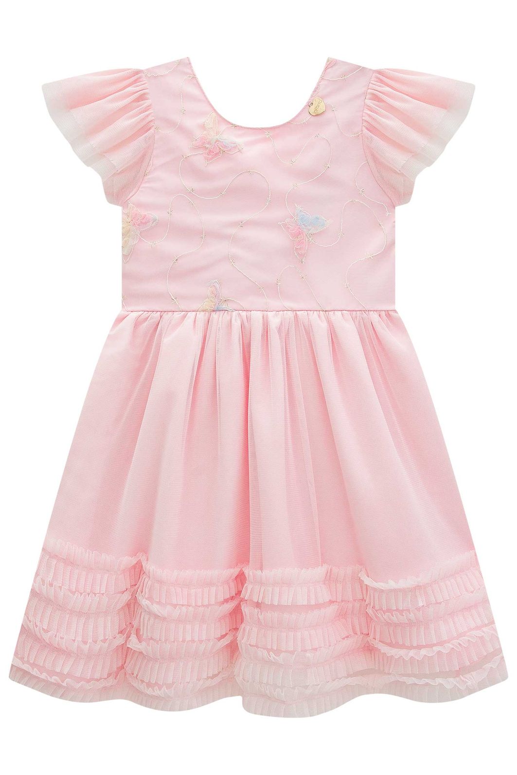 Vestido em tule bordado borboleta e tule com elastano 99147 Infanti Infantil Menina Vestido em tule bordado borboleta e tule com elastano 99147 Infanti Infantil Menina