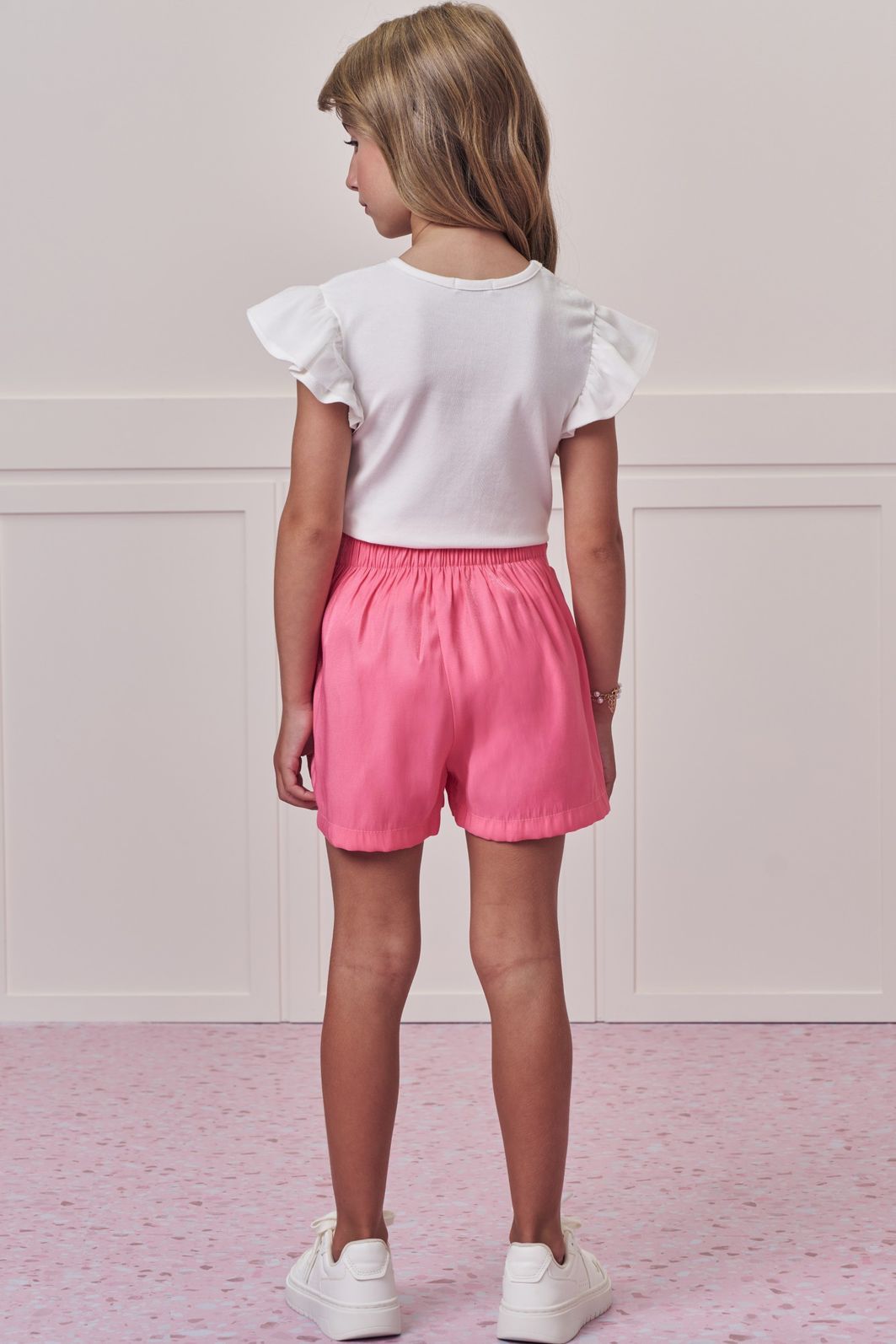 Conjunto de blusa em cotton e shorts em tecido shine 99099 Infanti Infantil Menina Conjunto de blusa em cotton e shorts em tecido shine 99099 Infanti Infantil Menina