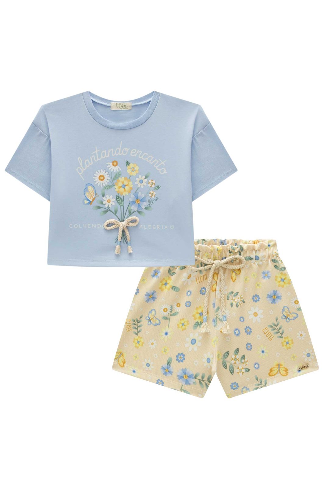 Conjunto de blusa em meia malha e shorts em molecotton 94944 Infanti Infantil Menina Conjunto de blusa em meia malha e shorts em molecotton 94944 Infanti Infantil Menina