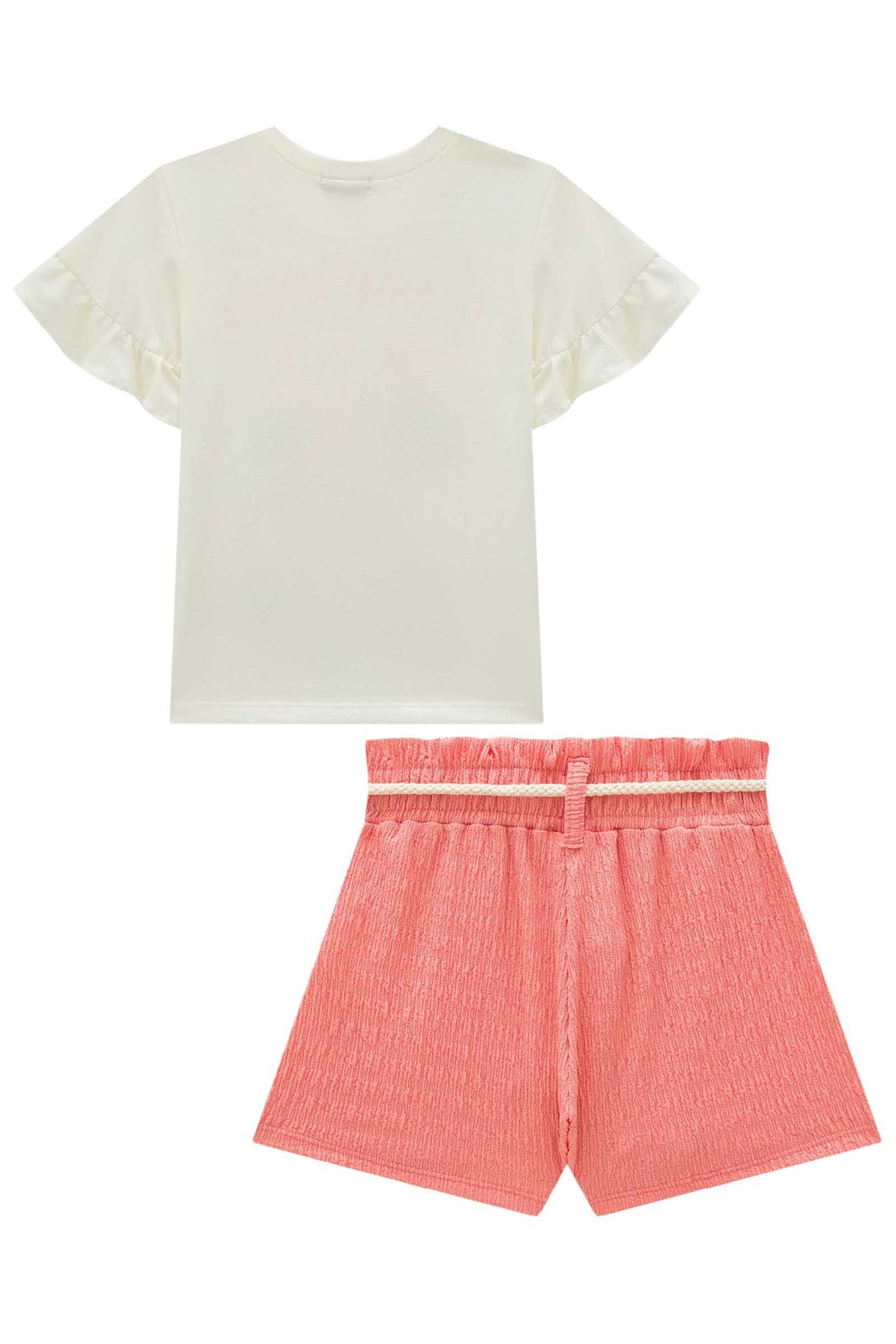 Conjunto de blusa em meia malha e shorts em malha enrugada 95551 Infanti Infantil Menina Conjunto de blusa em meia malha e shorts em malha enrugada 95551 Infanti Infantil Menina
