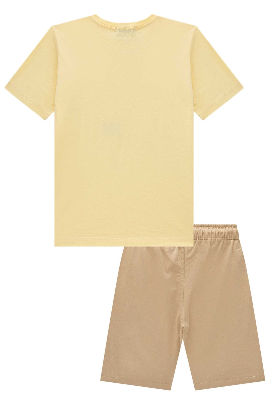 Conjunto de camiseta em meia malha e bermuda em sarja girassol com elastano 97186 LucBoo Infantil Menino Conjunto de camiseta em meia malha e bermuda em sarja girassol com elastano 97186 LucBoo Infantil Menino