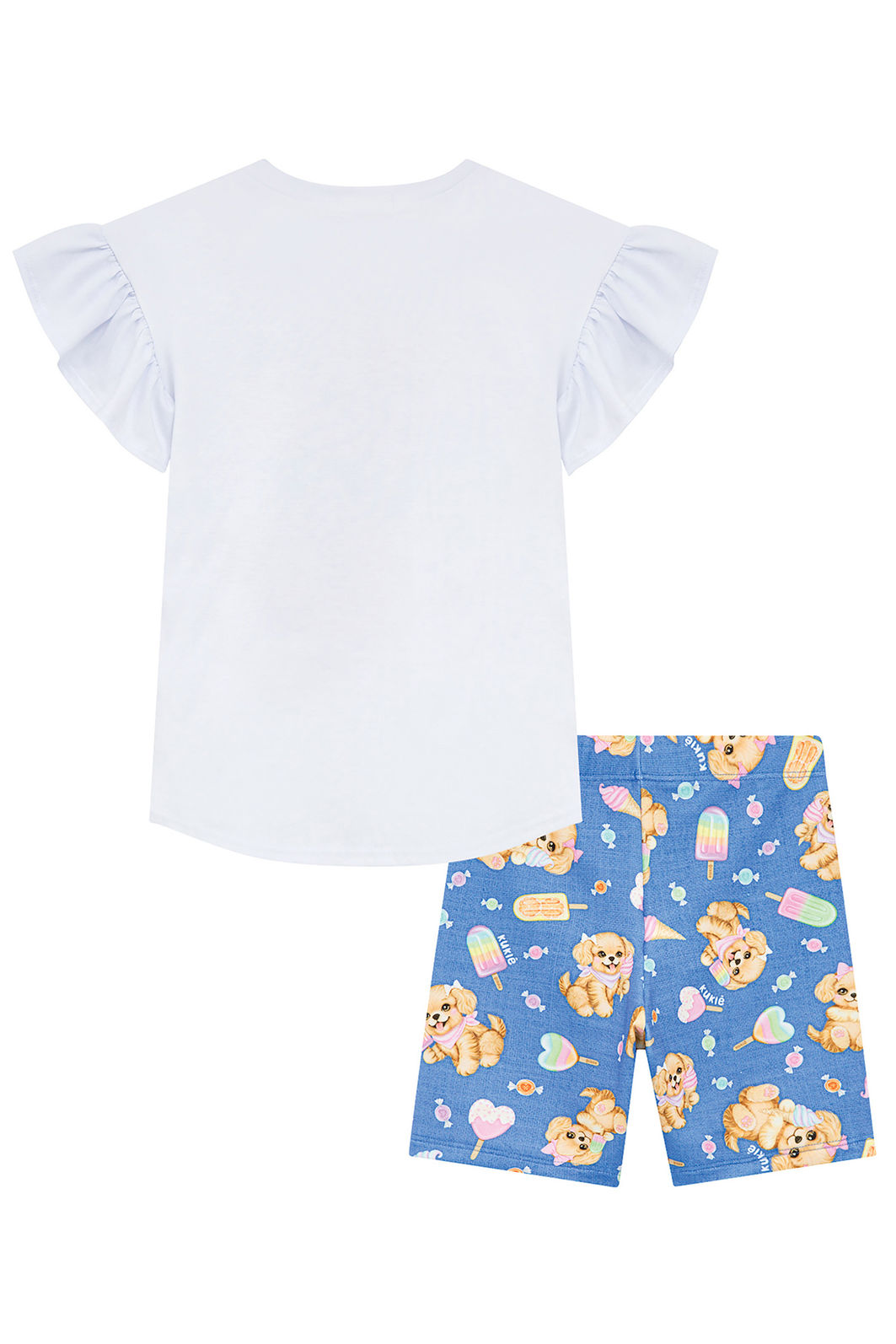 Conjunto de blusa em meia malha e bermuda biker em molecotton 96679 Kukiê Infantil Menina Conjunto de blusa em meia malha e bermuda biker em molecotton 96679 Kukiê Infantil Menina