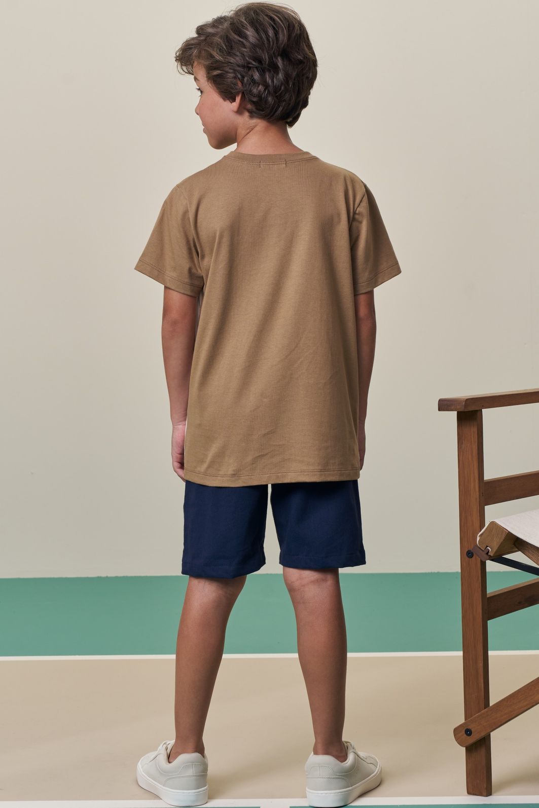 Conjunto de camiseta em meia malha e bermuda em sarja girassol com elastano 97913 LucBoo Infantil Menino Conjunto de camiseta em meia malha e bermuda em sarja girassol com elastano 97913 LucBoo Infantil Menino