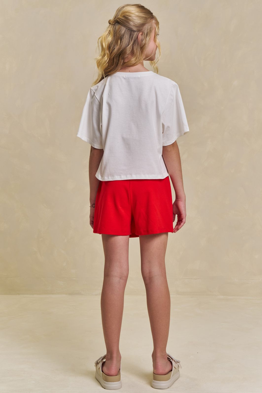 Conjunto de blusa em meia malha e short saia em canelado liz 95662 Lilimoon Teen Menina