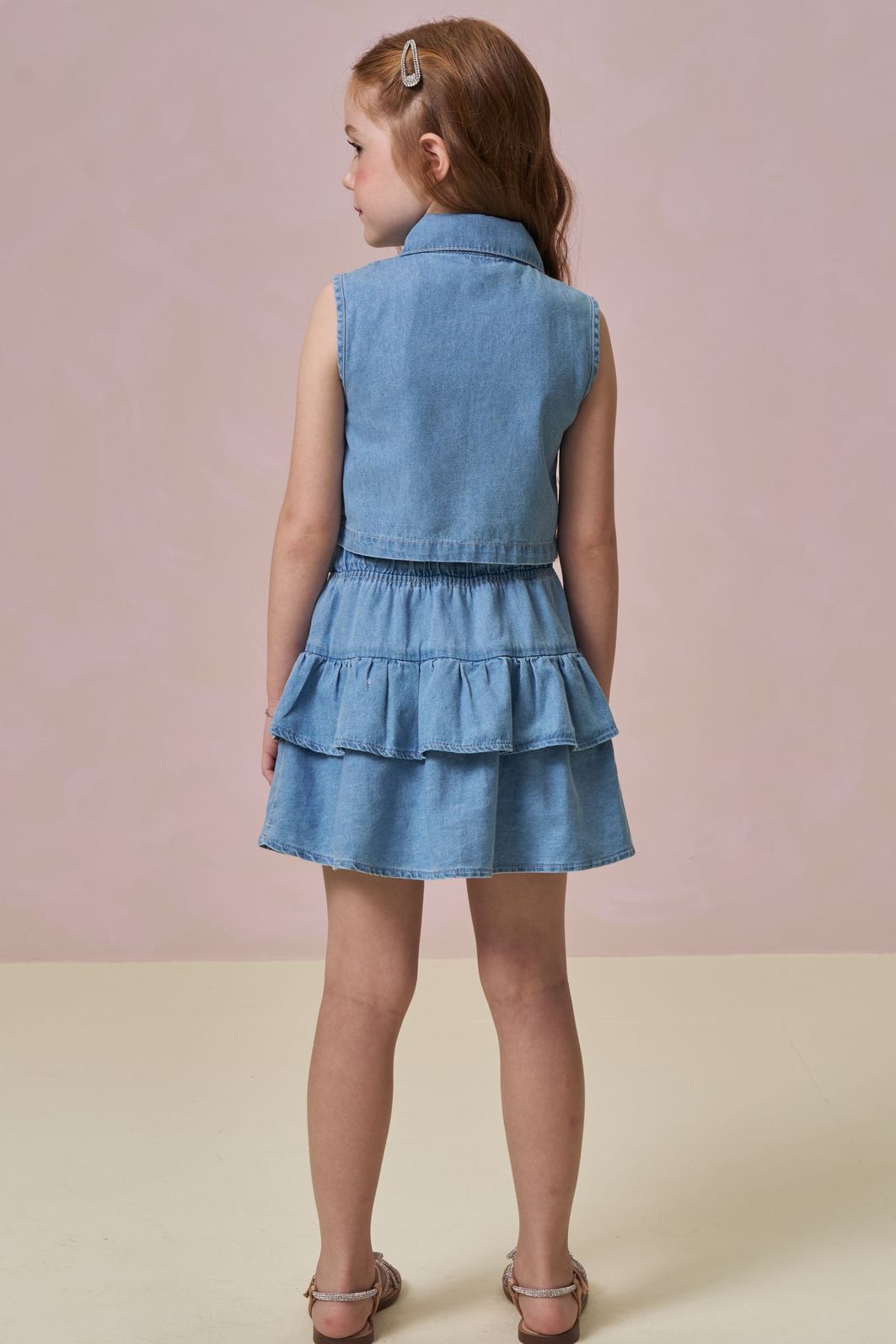 Conjunto de camisa e saia em jeans 97205 Infanti Infantil Menina Conjunto de camisa e saia em jeans 97205 Infanti Infantil Menina