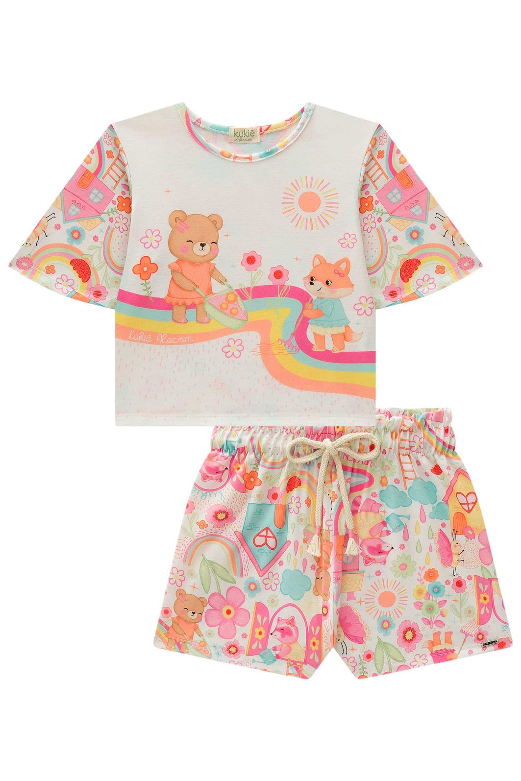 Conjunto de blusa e shorts em malha fresh 98017 Kukiê Infantil Menina Conjunto de blusa e shorts em malha fresh 98017 Kukiê Infantil Menina